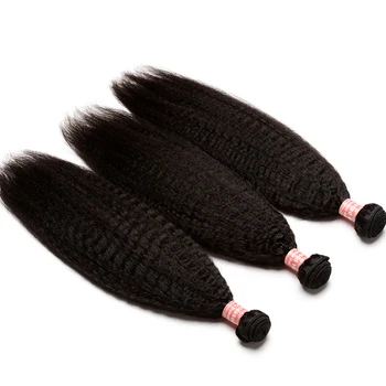 Кудрявые прямые волосы Индийский пучок плетения человеческих волос Грубые натуральные пучки Yaki 3 Dolago Кудрявые средства для наращивания волос