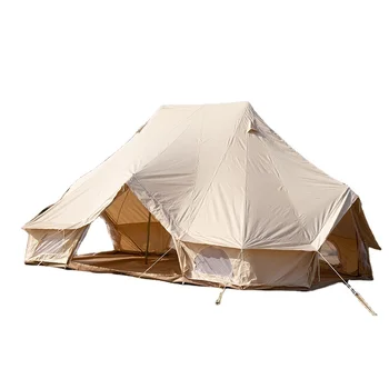 легкий роскошный открытый водонепроницаемый императорский колокол палатка хлопчатобумажная ткань Хаки палатка с 3 дверями для 5 человек вечеринки