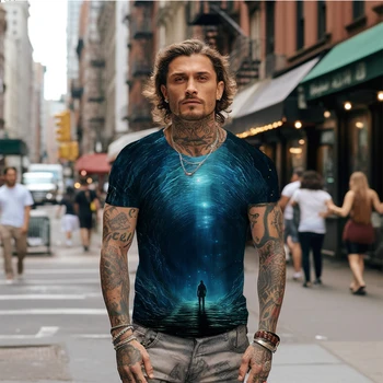 Летняя новая мужская футболка Подводный мир Мужская футболка, напечатанная на 3D-принтере Повседневная мужская футболка Модная мужская футболка