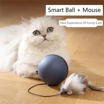  Лидер продаж Игрушечный мяч для кошек Электрический забавный мяч для кошек Автоматический умный мяч Избавляет от скуки, устойчивый к укусам артефакт счастья