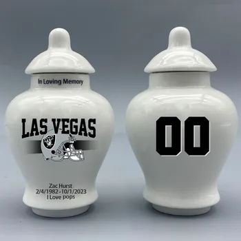 Мини-урна для Las Vegas Raiders Custom Urn.Пришлите мне имя/дату и номер, которые вы хотите видеть на урне, по сообщению Remarks Message.