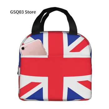  Многоразовая сумка для ланча с британским флагом, водонепроницаемая сумка для обеда с кулером для работы Офис Поездка Пикник