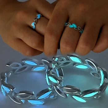  Модное светящееся кольцо для женщин и мужчин Регулируемое свечение пальца в темноте Серебряный цвет Зеленый Синий Свет Кольцо Ювелирные изделия Любитель Подарок