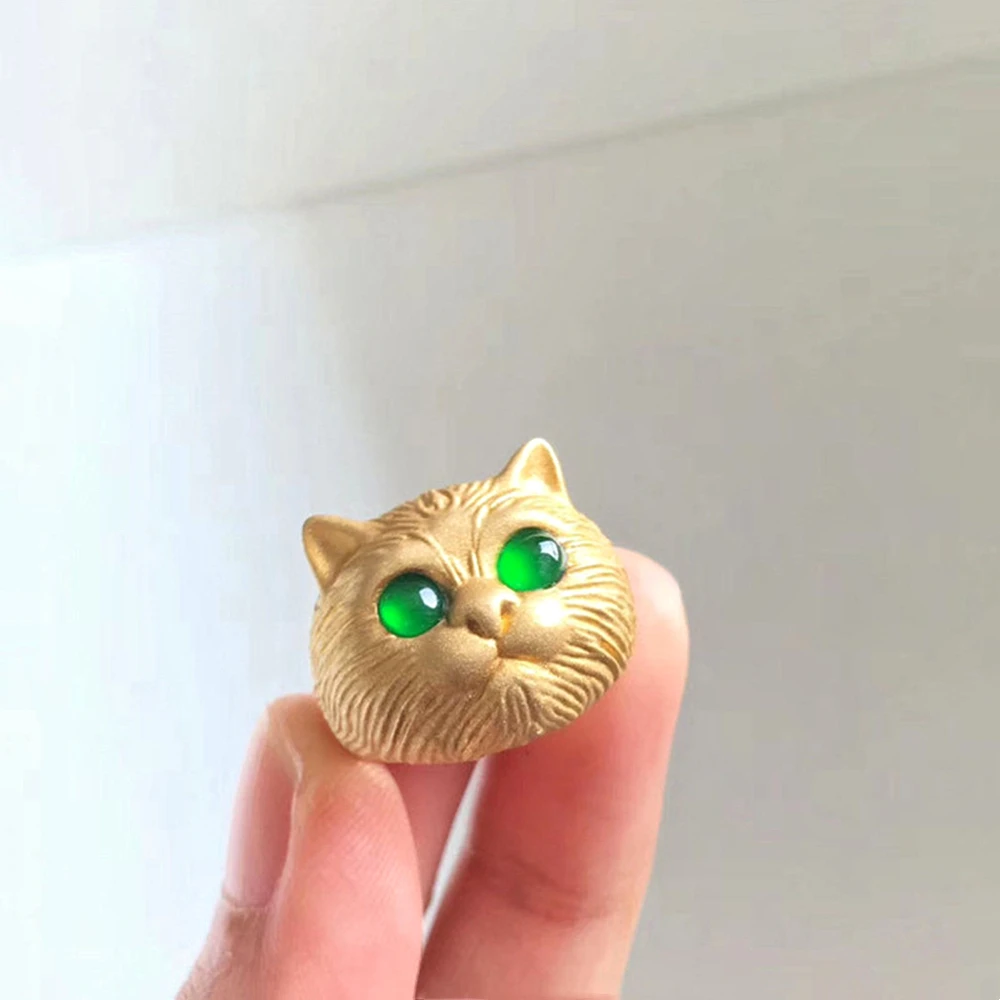  Модные позолоченные медные кольца с зелеными глазами для кошек для женщин Harajuku Animals Kitty Cat Open Регулируемое ювелирное кольцо для подростков и девочек