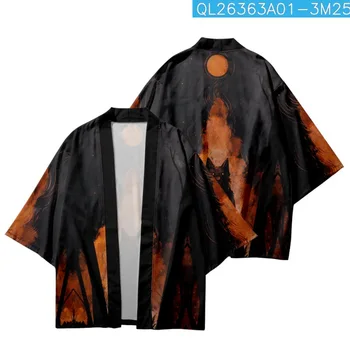 Мультяшный волк Принт Японское кимоно Пляжные шорты Харадзюку Кардиган Лето Женщины Мужчины Повседневная Свободная Уличная одежда Yukata