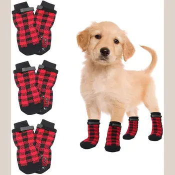 Мягкие внутренние ремни Трикотажные противоскользящие носки для собак Носки для собак Протекторы лап для домашних животных