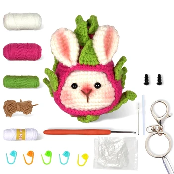  Набор для вязания крючком Fruit Rabbit для начинающих с пошаговыми видеоуроками Набор для вязания крючком животных для детей и взрослых Прост в использовании