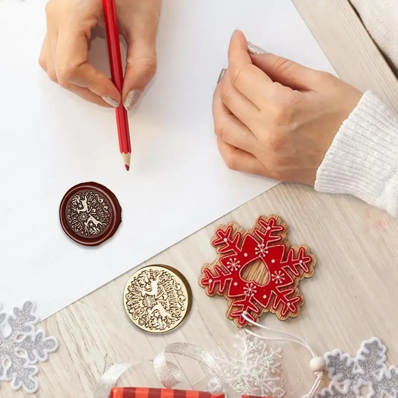 Набор для изготовления рождественских открыток Восковой штамп в стиле ретро со снежинками и оленями Практичный и прочный восковой штамп в стиле ретро для рождественской марки