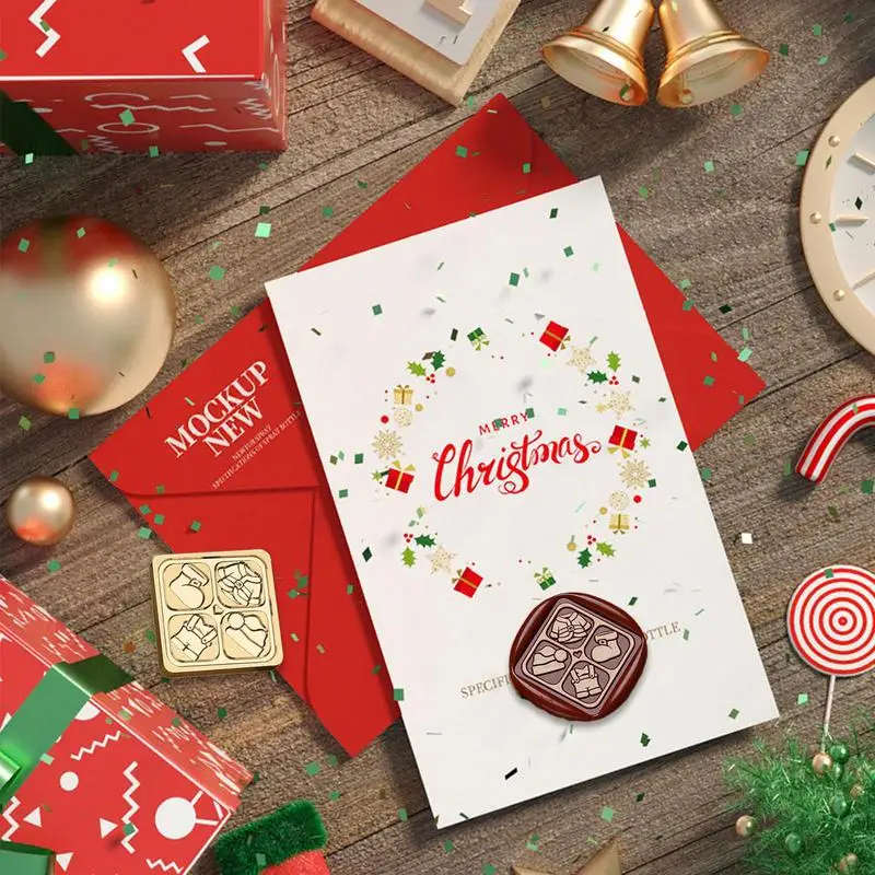 Набор для изготовления рождественских открыток Восковой штамп в стиле ретро со снежинками и оленями Практичный и прочный восковой штамп в стиле ретро для рождественской марки