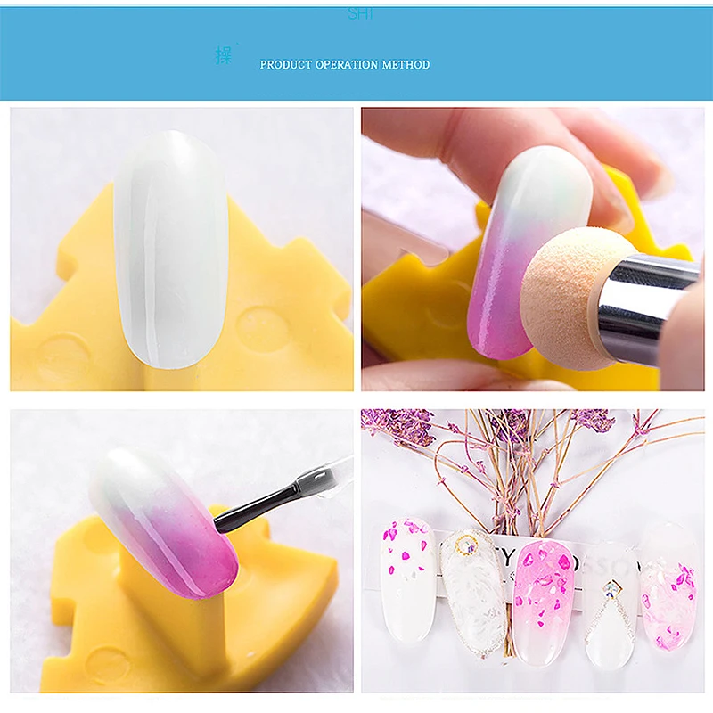 новый 5 цветов двусторонняя градиентная затеняющая ручка со стразами ручка для дизайна ногтей точечная кисть губка головка для рисования ногтей инструмент для рисования