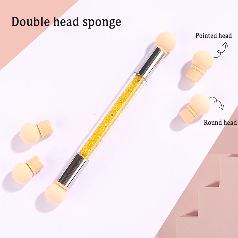 новый 5 цветов двусторонняя градиентная затеняющая ручка со стразами ручка для дизайна ногтей точечная кисть губка головка для рисования ногтей инструмент для рисования