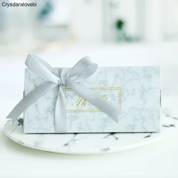 Новый мраморный свадебный подарок Шоколадные коробки Бумажная коробка конфет с лентой Сладкий пакет Свадебные украшения Детский душ Принадлежности для вечеринок