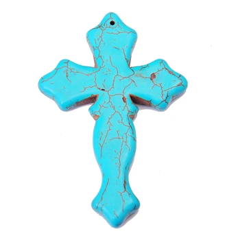 Новый Натуральный Бирюзовый Крест Ожерелье Кулон Леди День Святого Валентина Подарок Паре 