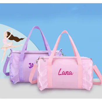 Персонализированная симпатичная сумка для балетных танцев Пользовательское имя KidsTutu Платье Танцевальная сумка для девочек Персонализированная водонепроницаемая сумка Спортивная сумка Балерина Спортивная сумка