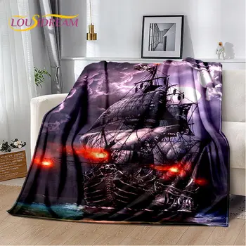 пиратская лодка,барка,лодка корабль монстр мягкое плюшевое одеяло,фланелевое одеяло бросок одеяло для гостиной спальня кровать диван пикник