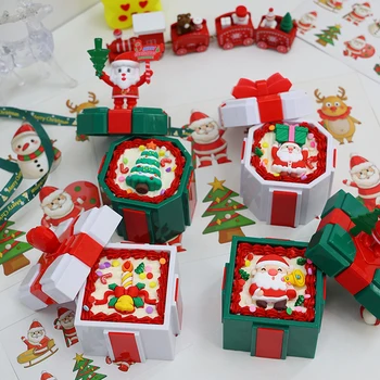 Пищевые рождественские тематические коробки для конфет Рождественский мусс Торт Упаковка Рождественская квадратная пластиковая коробка Коробка для хранения печенья Подарочные упаковочные коробки