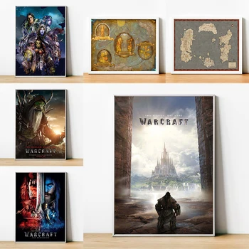 Плакаты для настенной росписи на холсте World of Warcraft Game Map Movie Poster Декоративные картины для декора гостиной
