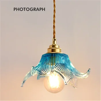 Простой винтажный прикроватный подвесной светильник Стеклянные подвесные люстры Гальваническое золотое стекло Droplight для лофт-бара