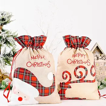 рождественские подарочные сумки Лось Снеговик Санта-Клаус Печенье конфеты Украшения для сумок на шнурке Подарочная сумка Рождественский мешок с оленями