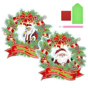 Рождество Санта-Клаус Вышивка крестом Алмазная живопись Творческая вышивка Дверь Стена Наклейка Искусство Ремесло Рождественский декор Рождественский венок