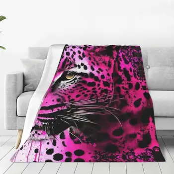 розовый леопард мягкое прочное одеяло живопись дикая природа самолет путешествие плед одеяло весна фланелевое покрывало диван-кровать чехол