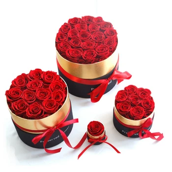 Романтический уровень Вечная роза в коробке Подарки Жена Настоящая роза Консервированный цветок Подарочный набор Домашний декор День святого Валентина Свадьба