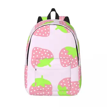 рюкзак для ноутбука Уникальная симпатичная розовая клубника Школьная сумка Прочный студенческий рюкзак Дорожная сумка для мальчиков и девочек
