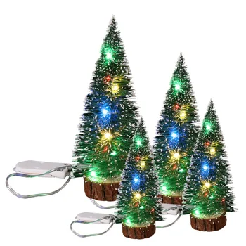  светодиодный свет мини искусственные рождественские елки пластиковые искусственные зеленые кедровые рождественские украшения diy ремесло рождественская елка декор