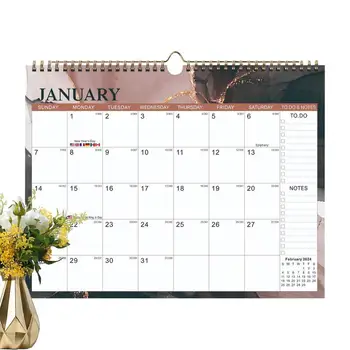 Семейный настольный календарь на 2023-24 гг. Ежемесячный настенный минималистичный календарь Планировщик 14,7 * 11,4 дюйма Планировщик календаря Годовой календарь из плотной бумаги