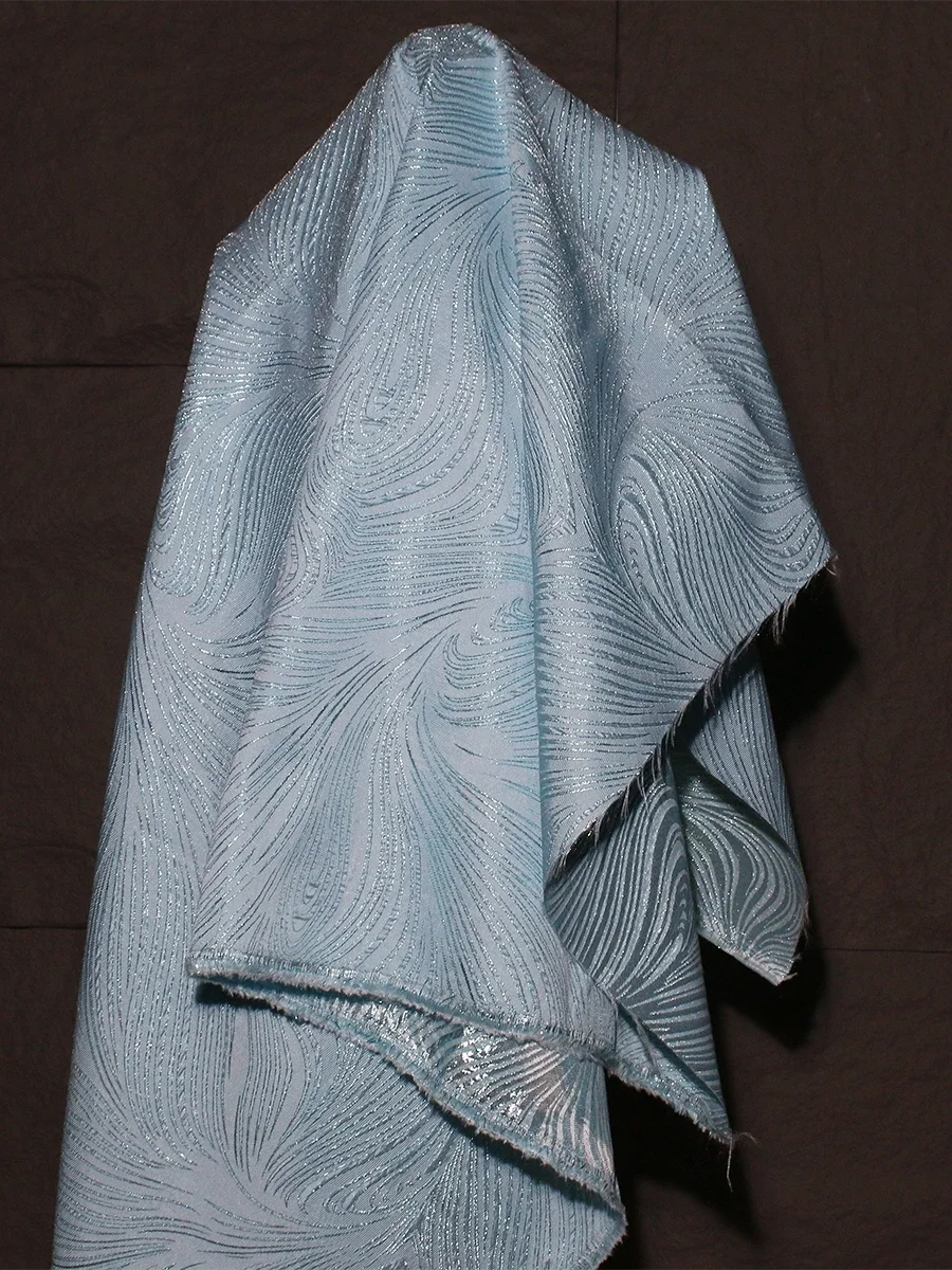 синий трехмерная текстура проточной воды двусторонняя жаккардовая ткань креативная высококачественная юбка ткани платья ханьфу