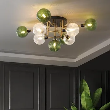 Скандинавская стеклянная люстра для гостиной, спальни, столовой, кухни, потолка, подвесной светильник, черный ретро светодиодный подвесной светильник G9 Design
