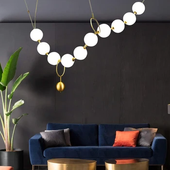 Современная стеклянная шаровая люстра длинная Ожерелье скандинавский свет Для ресторанного зала Креативный дом украшение кухни роскошный свет