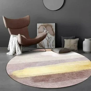 современный круглый коврик из свежего мясного порошка, абстрактная акварель, гостиная, подвесная корзина в спальне, коврик для стула, мода
