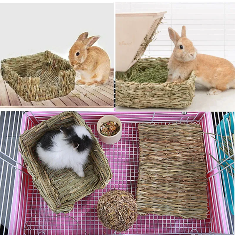  Травяное гнездо ручной работы для кроликов, хомяков, морских свинок, дома, аксессуары для клеток для домашних животных, маленькие животные, жевательные игрушки, шиншиллы, кролики, кровать