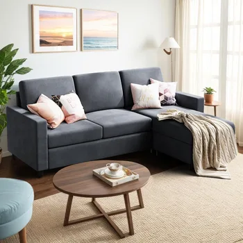 Трансформируемый комбинированный 3-х местный L-образный диван для гостиной с двусторонним шезлонгом для гостиной, небольших помещений