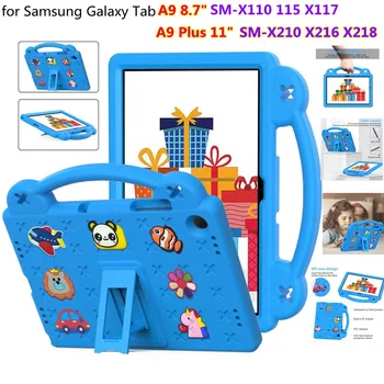 Ударопрочный детский детский чехол Cartoon EVA для Samsung Galaxy Tab A9 SM-X110 X115 A9 Plus SM-X210 X216 с задней крышкой держателя для рук