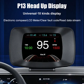  Умный автомобильный HUD Измеритель Цифровой одометр Температура воды OBD2 GPS Напряжение Охранная сигнализация Автодисплей P13 Проекционный дисплей