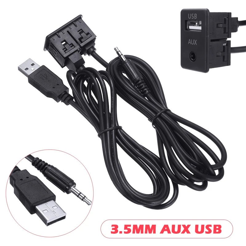 Универсальный 1 шт. 1 м Черный Авто Лодка AUX USB Панель USB/AUX Переключатель Кабель Адаптер Для Toyota Auto Truck DIY Аксессуары