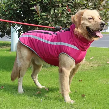 Утолщенное пальто для собак на открытом воздухе Светоотражающая ветрозащитная полоса Зимнее теплое пальто для большой собаки Полиэстер / хлопок Водонепроницаемый