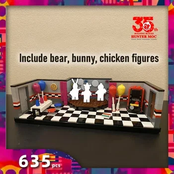 хоррор игрушки медведи фигурки кролики персонажи охрана офис ресторан шоу сцена ужасы игровые сцены строительные блоки