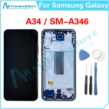 100% тест для Samsung Galaxy A34 A346 A346E A346B A346M A3460 ЖК-дисплей Сенсорный экран Дигитайзер в сборе Ремонт деталей Замена