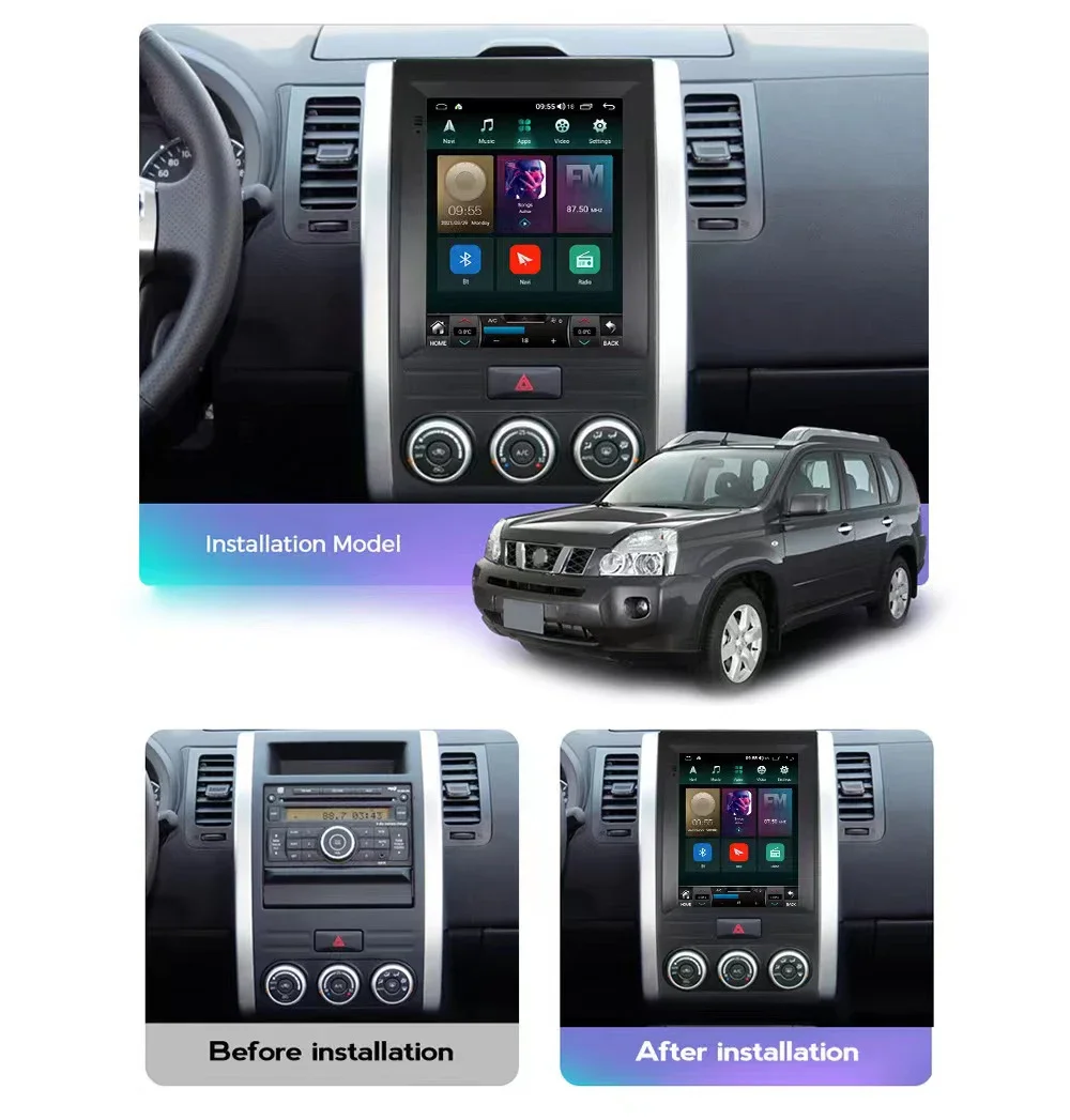 2 Din Android13 Автомобильный мультимедийный плеер для Nissan X - Trail X Trail 2 T31 2007- 2015 Tesla Style Экран Авто Радио GPS Стерео DSP