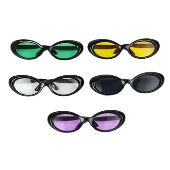 20 см хлопковые детские очки, солнцезащитные очки в черной оправе, цветные мини-белые, желто-зеленые, синие, фиолетово-красные, черные овальные куклы