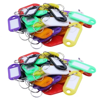 64X Многоцветные пластиковые бирки для ключей Багажные идентификационные бирки с раздельным кольцом для ключей
