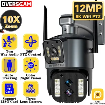 6K 12MP 10X PTZ Zoom Камера 3-Объективная 2-экранная IP-камера 4K Автоматическое слежение Видео CCTV Wi-Fi Камера наблюдения IPC360 Главная