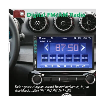7-дюймовый автомобильный стереофон HD с двойным дином, Carplay Android Auto, 12-светодиодная камера заднего вида, зеркальная связь, USB / AUX, FM авторадио
