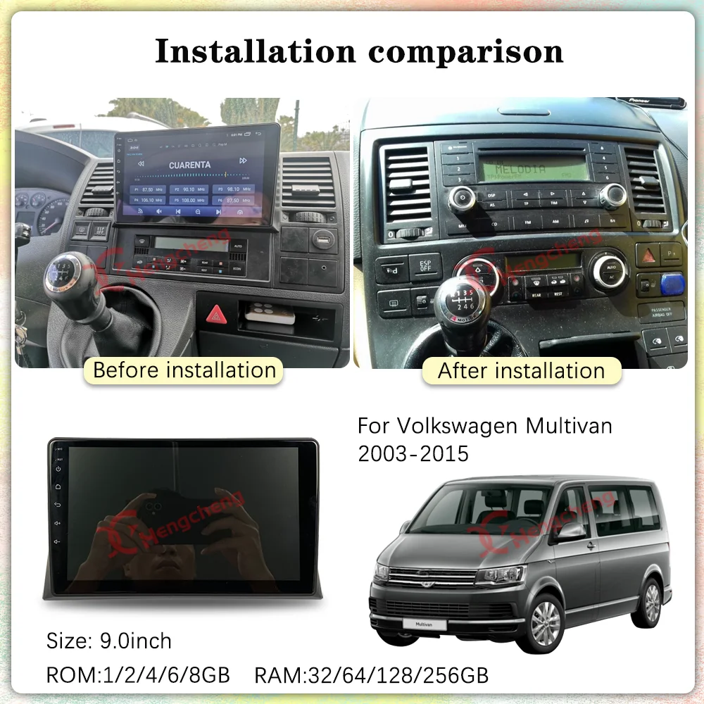 9,0 дюйма для Volkswagen Multivan 2003-2015 Авто Мультимедийный Плеер GPS Навигация Радио Android 11 8 + 256G Carplay 4G lte 360 камера