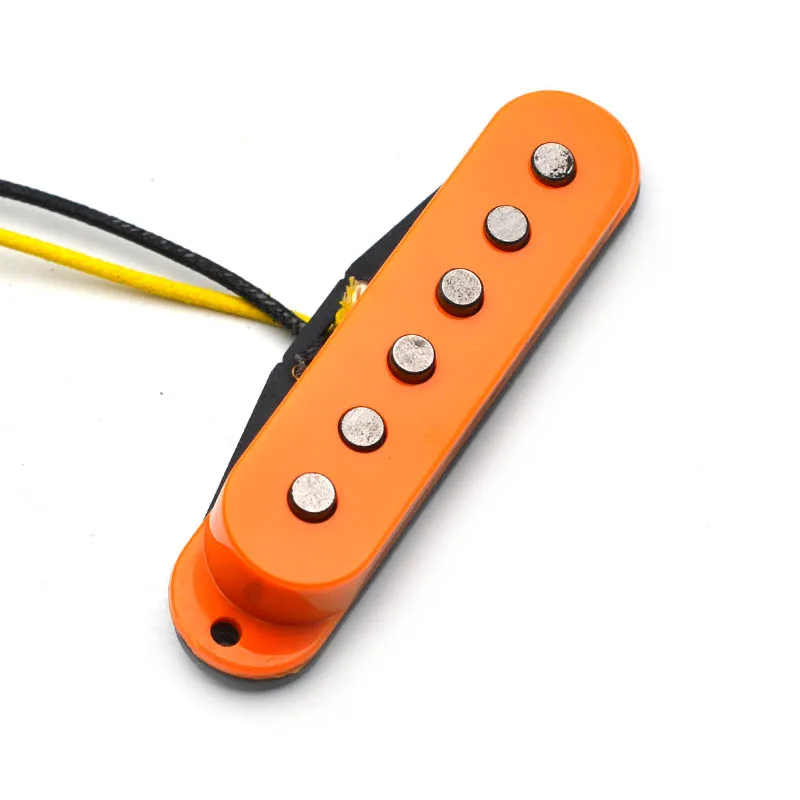 Alnico 5 Одиночная катушка Шахматный верхний волокнистый шпульный звукосниматель Электрогитара Гриф / Средний / Бридж 50 / 50 / 52 мм для FD ST Оранжевый цвет