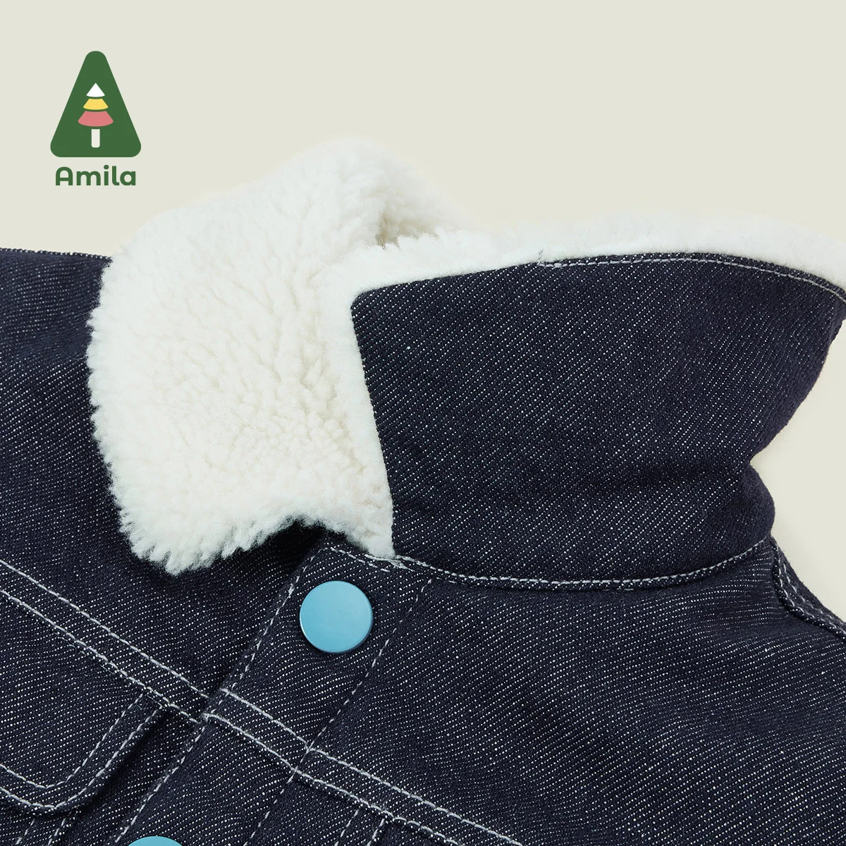 Amila Baby Boy Coat 2023 Зима Новый Лацкан Джинсовая ткань Теплая уютная космическая тема для детской одежды 0-6 лет