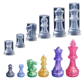 DIY Шахматная фигура Кристалл Эпоксидная смола Форма Королева Король Трехмерная шахматная силиконовая форма для поделок из эпоксидной смолы